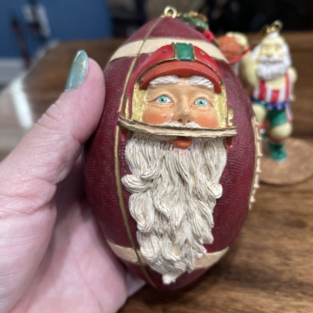3 Santa Claus Christmas Ornaments, Sports Themed Basketball, Football Read‎ - Picture 4 of 11